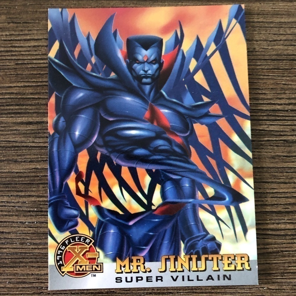 X-men ’96 Fleer trading card: Mr. Sinister (Super Villain) #71